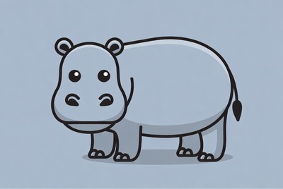 Cute Cartoon Hippo Illustration