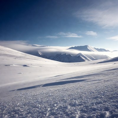 Snowy Mountains with Clouds