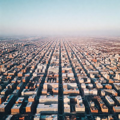Aerial View of Chicago Grid Street