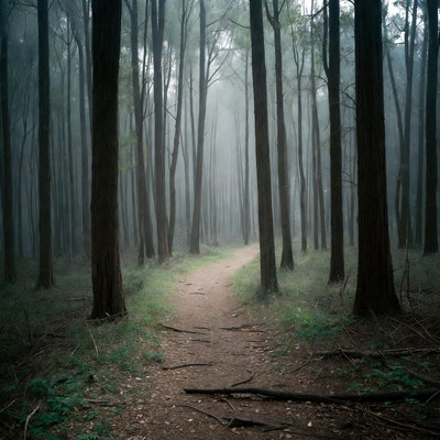 Foggy Forest Path Trail
