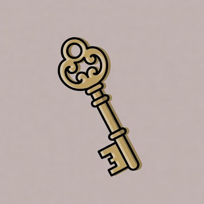 Golden ornate key illustration
