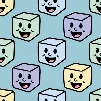Smiling Cartoon Cubes Pattern