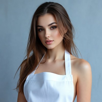 Woman wearing white apron
