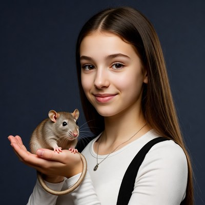 Girl holding cute rat