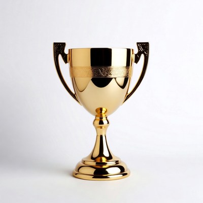 Shiny Gold Trophy on White Background