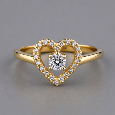 Gold Heart Diamond Engagement Ring