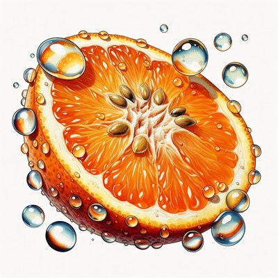 Sliced Orange with Water Droplets