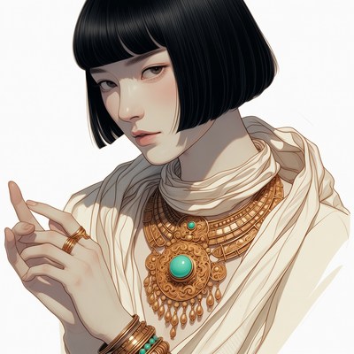 Asian woman with turquoise jewelry