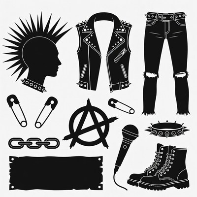 Punk Rock Clipart Icons Set