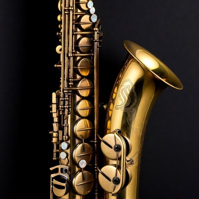 Shiny Gold Saxophone on Black Background