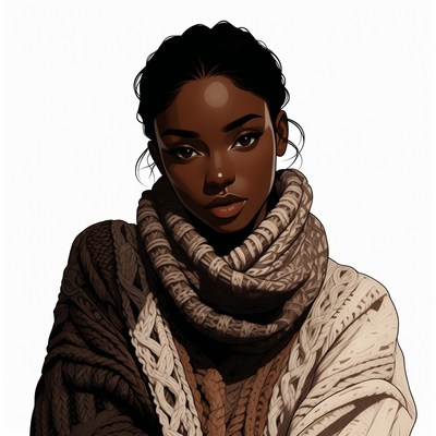 African-American woman in knitted scarf