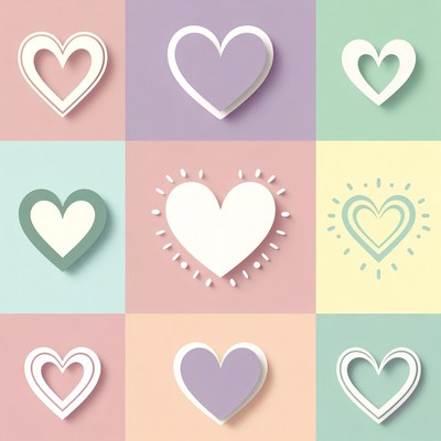 Colorful Paper Hearts Grid