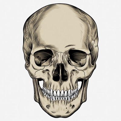 Detailed Human Skull Illustration
