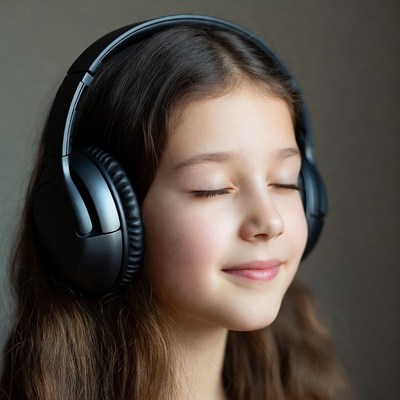 Girl listening with headphones