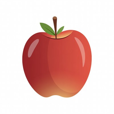 Red apple with green leaf