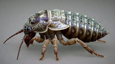 Detailed silverfish insect closeup
