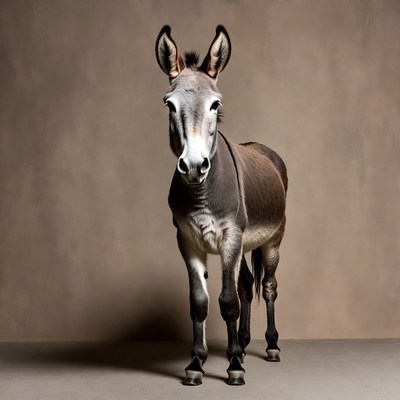 Donkey standing on neutral background