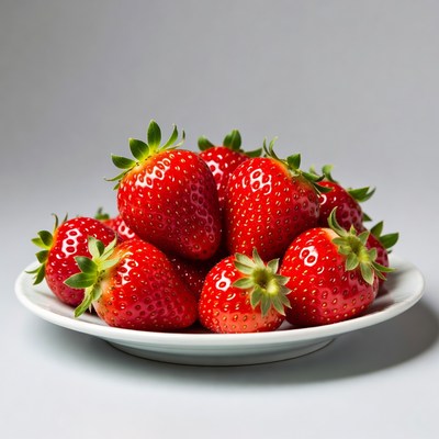 Fresh Strawberries on White Plate
