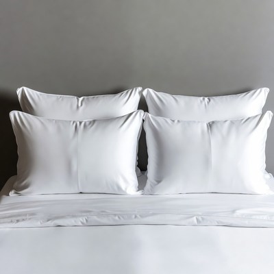 Stack of white pillows on bed