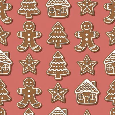 Gingerbread Christmas Seamless Pattern