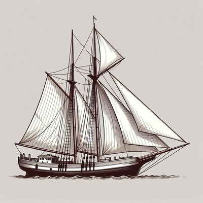 Sailing Ship with Full Sails