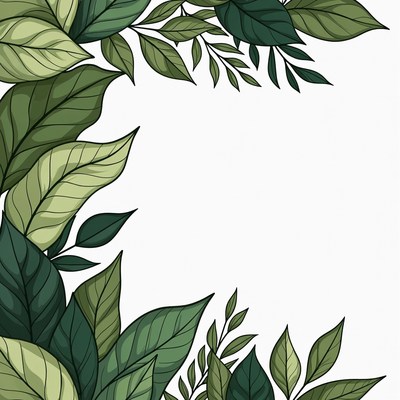 Green Leaf Border Illustration