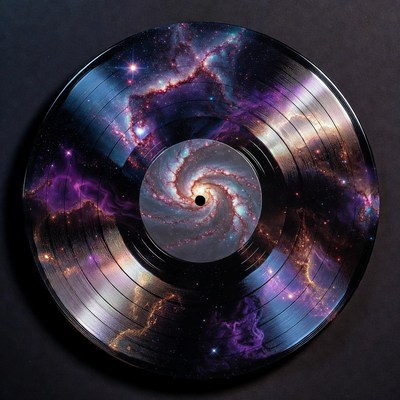 Vinyl Record with Galaxy Nebula Design