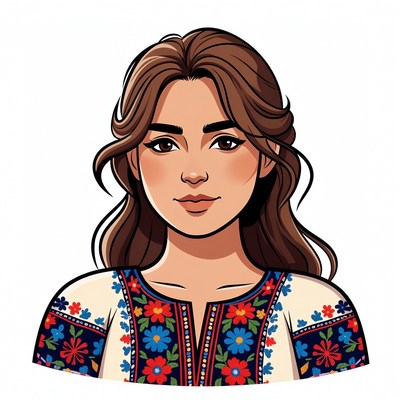 Woman in embroidered Ukrainian blouse