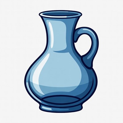 Blue Cartoon Pitcher Vase