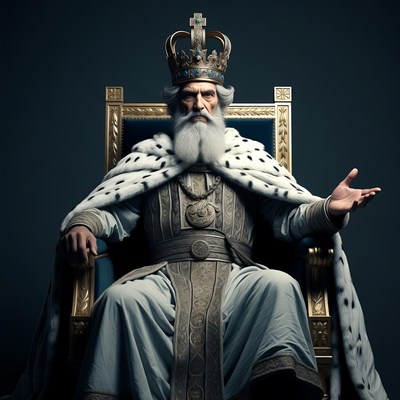 Elderly king on golden throne