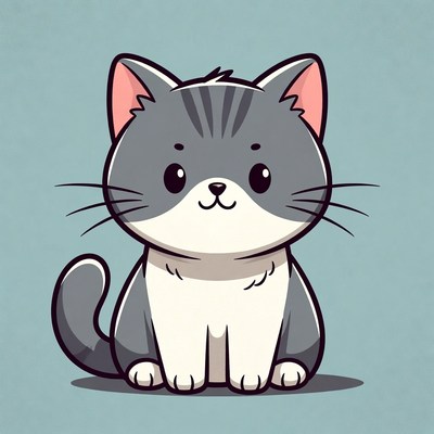 Cute gray tabby kitten illustration