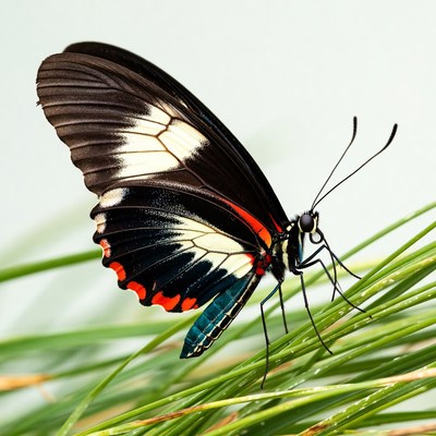 Colorful butterfly on green grass
