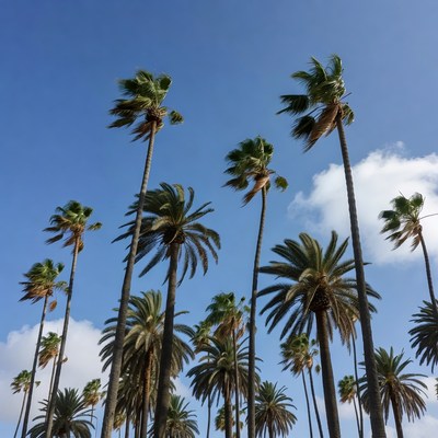 Palm trees against blue sky