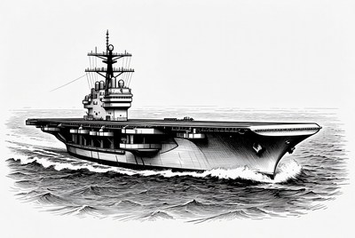 Aircraft carrier sailing at sea