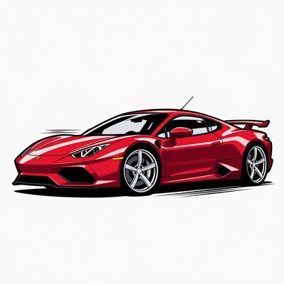 Red Lamborghini Aventador Supercar Illustration