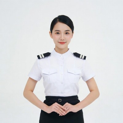 Asian woman in flight attendant uniform