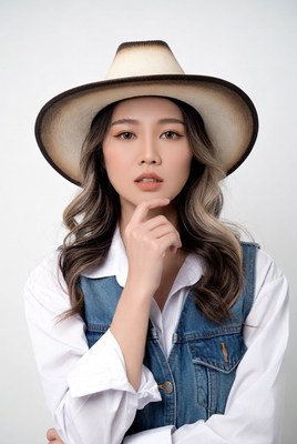 Asian woman in cowboy hat