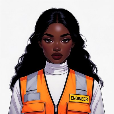 African-American woman engineer in vest