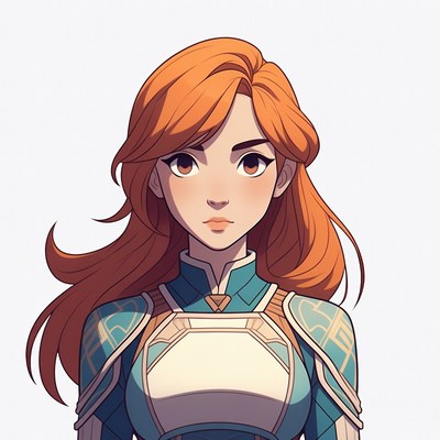 Red-haired woman in fantasy armor