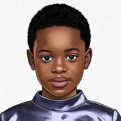 African-American boy portrait illustration
