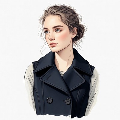 Beautiful woman in navy vest portrait