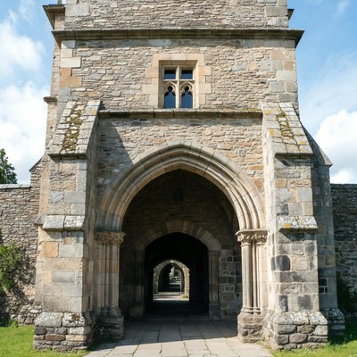 Stone Archway in Medieval Tower Entrance