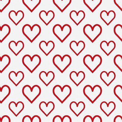 Red Outline Hearts Seamless Pattern