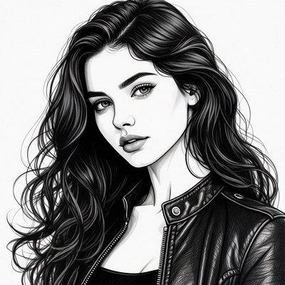 Beautiful woman with long black hair