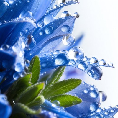 Blue Flower with Dew Drops