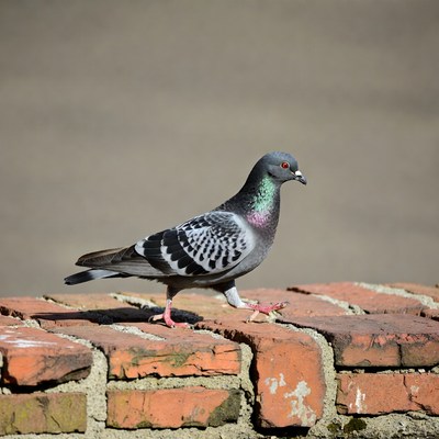Pigeon standing on brick wall