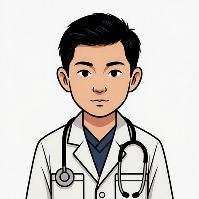Asian male doctor illustration