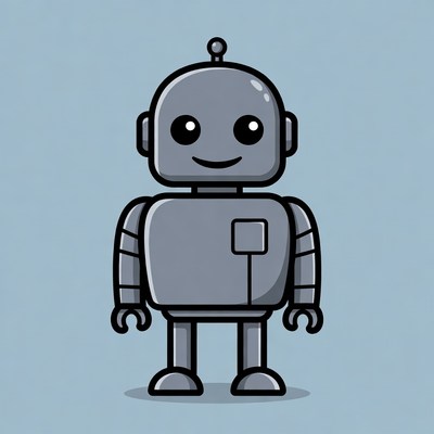 Cute gray robot illustration