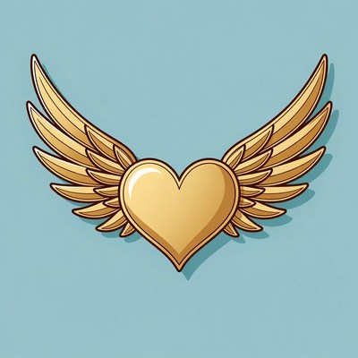 Golden Winged Heart Illustration