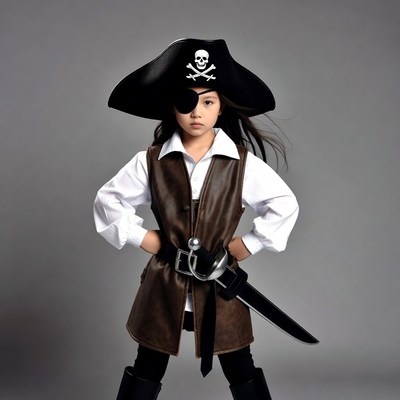 Asian girl in pirate costume